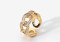 Gold Infinity Twist Ring with clear zircon stones