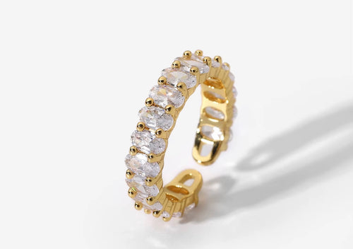 Gold Oval Riviera Ring with clear oval zircon stones