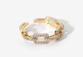 Gold Pavé Chain Ring with clear zircon stones