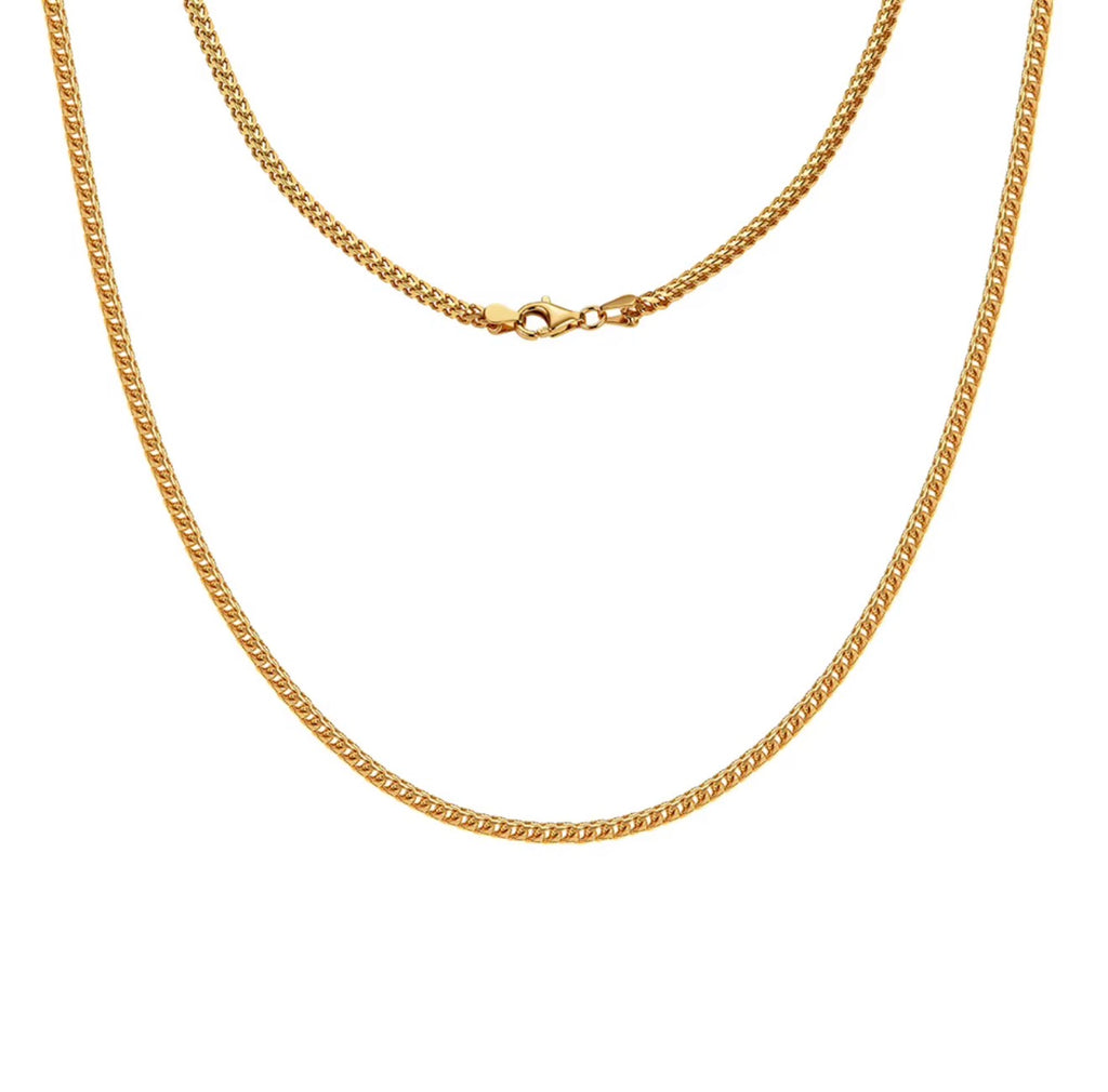 The Rowan 2 mm sterling silver chain necklace in gold-plated finish