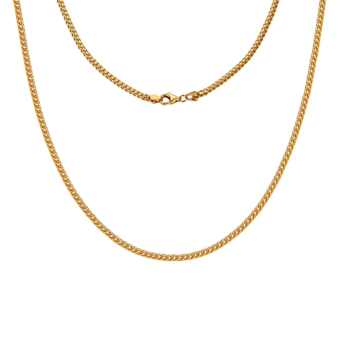 The Rowan 2 mm sterling silver chain necklace in gold-plated finish