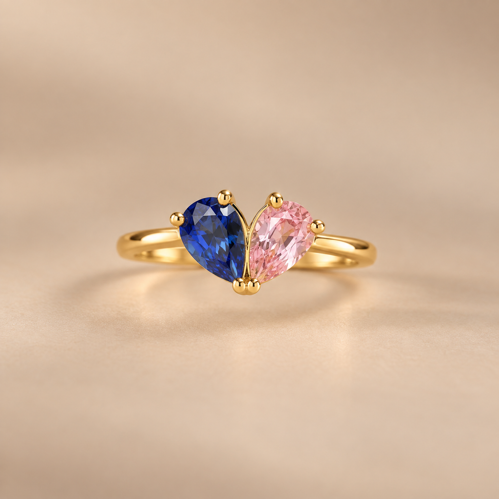 Toi et Moi gold ring worn on hand