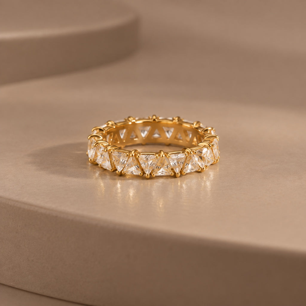 The Violette Crystal Band Ring in Gold Clear