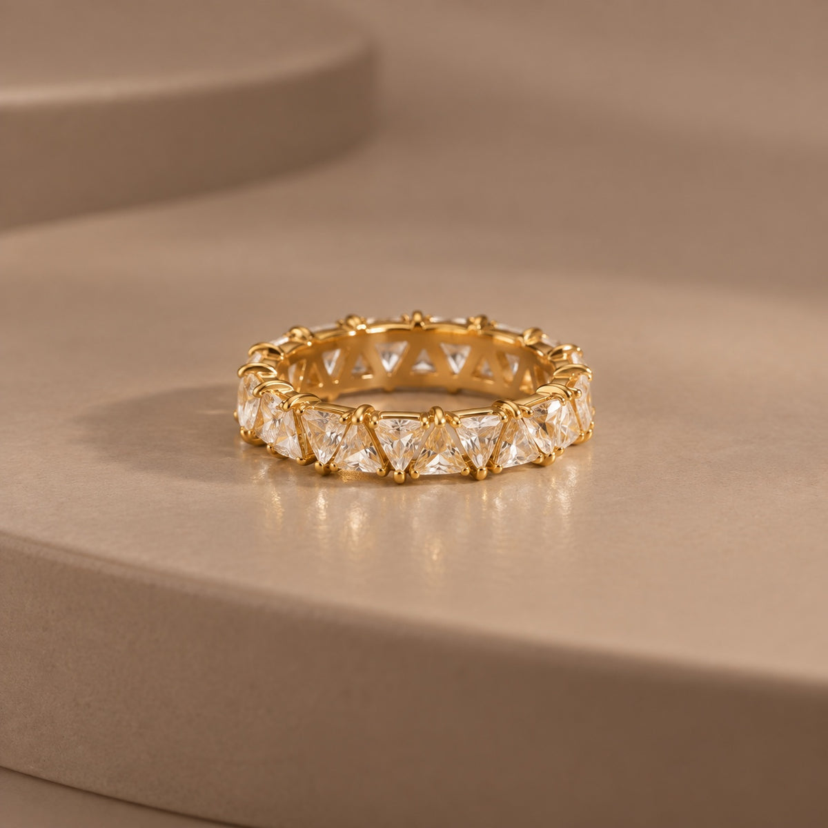 The Violette Crystal Band Ring in Gold Clear