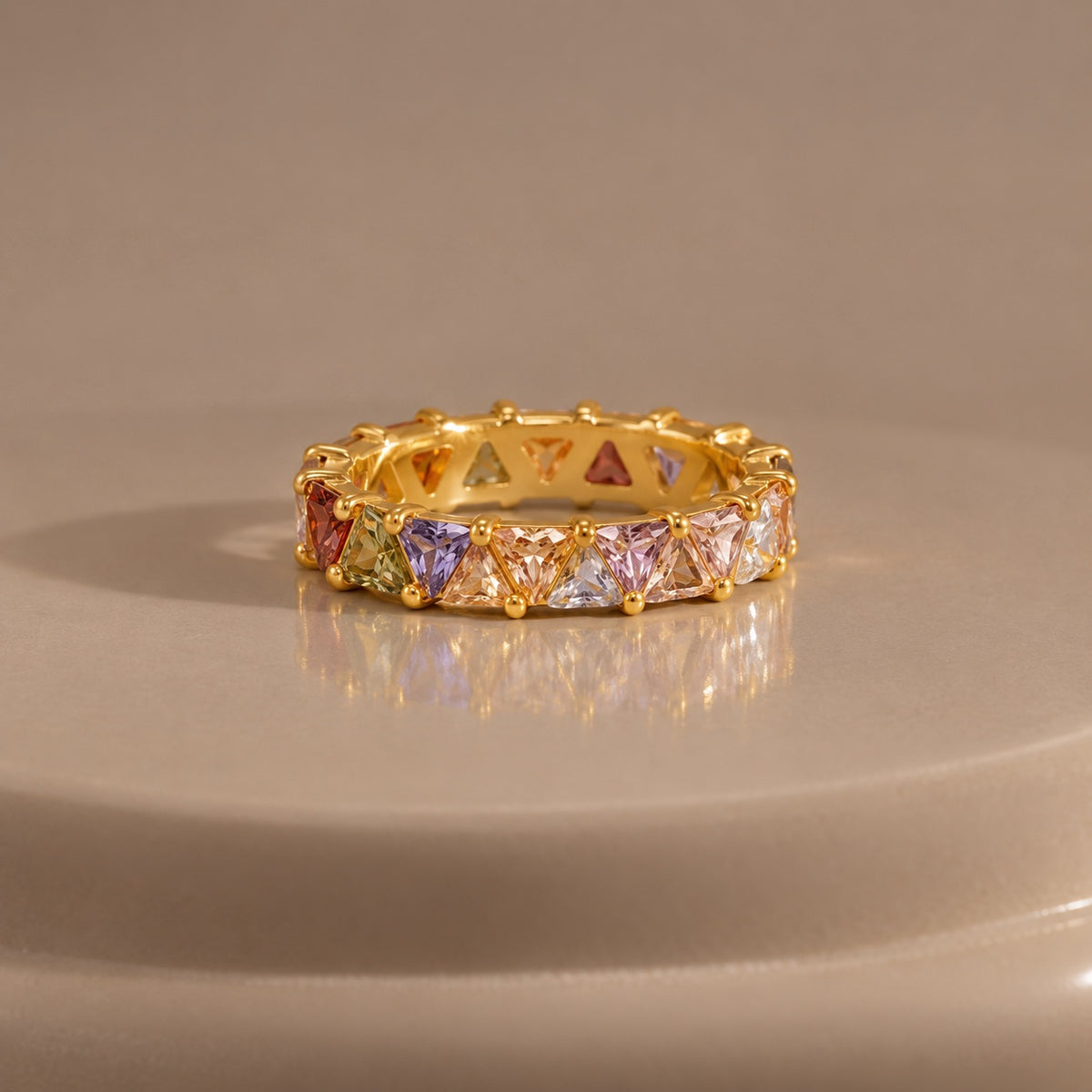 The Violette Crystal Band Ring in Gold Multicolor