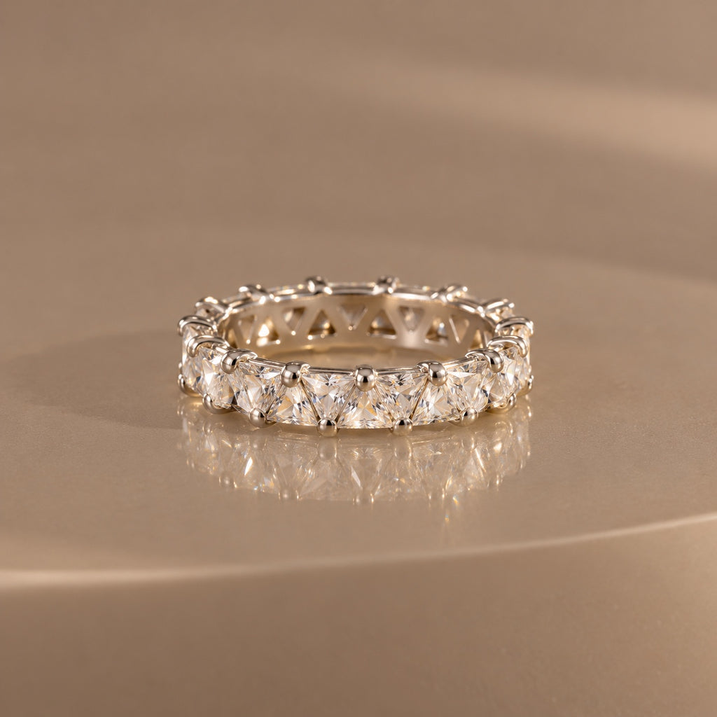 The Violette Crystal Band Ring in Silver Clear