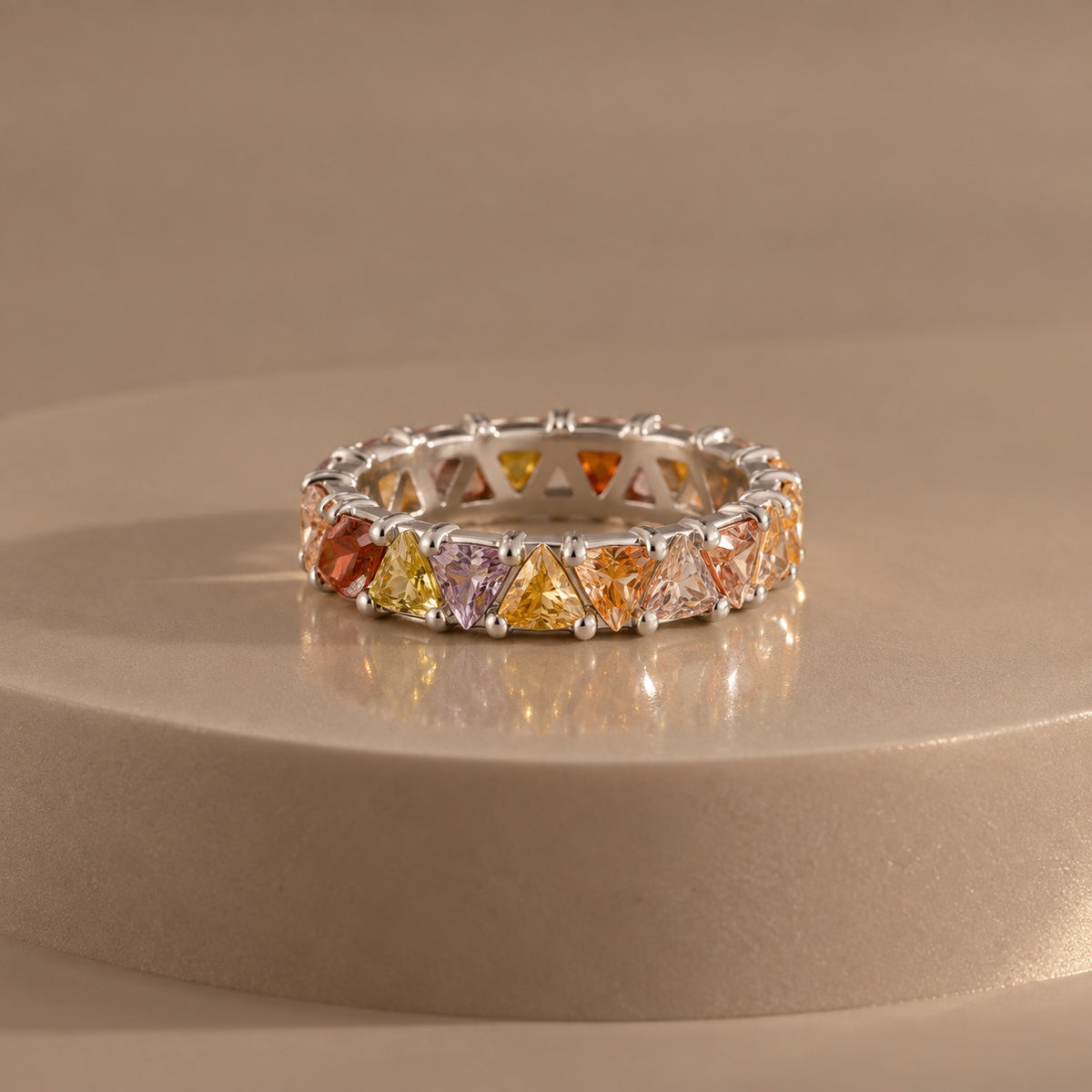 The Violette Crystal Band Ring in Silver Multicolor